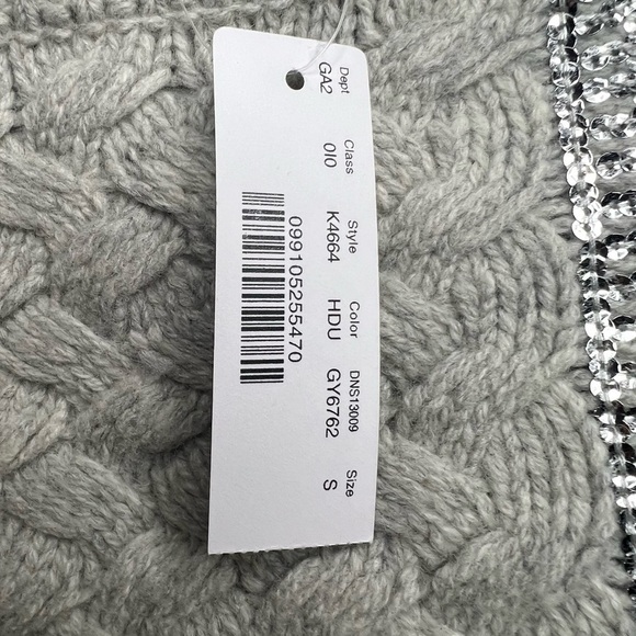 J. Crew Merino Wool Blend Cable Knit Sequin Sweater Heather Dusk Grey Size Small - Picture 7 of 8